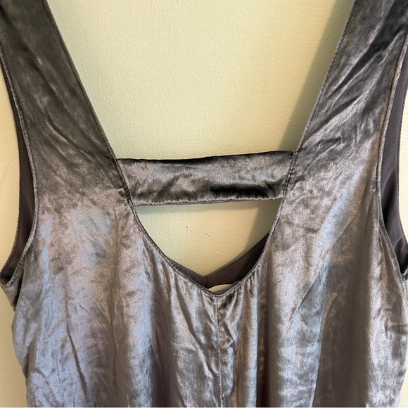 Anthropologie Maeve Velvet Cropped Wide Leg Jumpsuit Overalls Silver Size XS - Picture 8 of 8